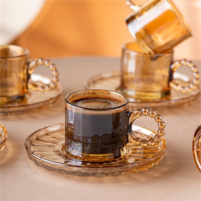 Emsan Muhabbet Amber 6lı Cam Kahve Fincanı 100 ml