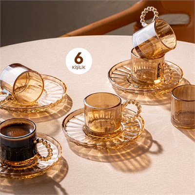 Emsan Muhabbet Amber 6lı Cam Kahve Fincanı 100 ml