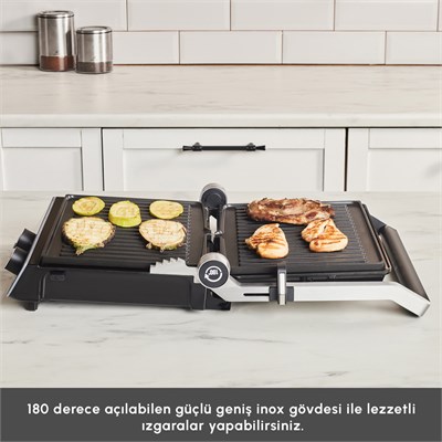 Emsan Nova Grill Led Işıklı 6 Dilim Kapasiteli Inox Gövdeli Zaman Ayarlı Izgara ve Tost Makinesi 2000W