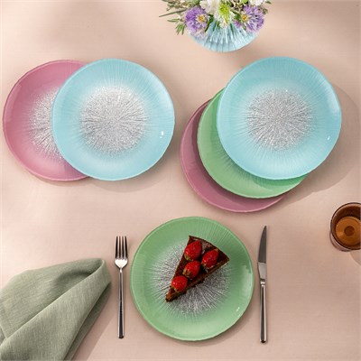Emsan Pastel 6 Kişilik Cam Pasta Seti 21 cm