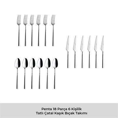 Emsan Penta 18 Parça 6 Kişilik Tatlı Çatal Kaşık Bıçak Seti