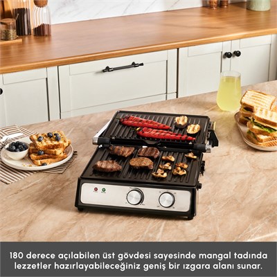 Emsan Press 4 Dilim Kapasiteli Izgara ve Tost Makinesi Inox 2000W