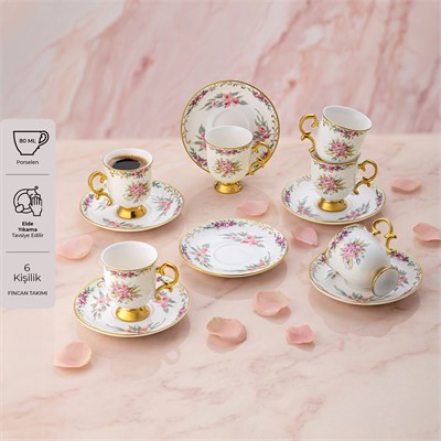 Emsan Rose 6 Kişilik Kahve Fincan Takımı 80 ml