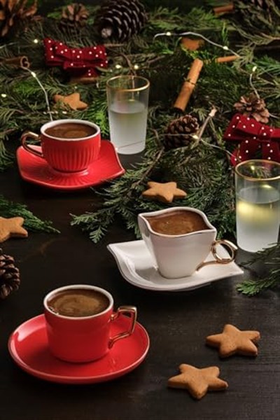 Emsan Sonsuz Aşk 2 Kişilik Kahve Fincan Takımı Beyaz Gold 100 ml