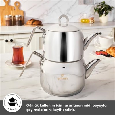 Emsan Urban Çaydanlık Takımı Midi Gümüş