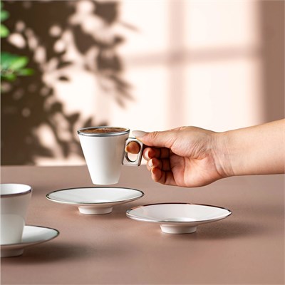 Emsan Zen 6lı Kahve Fincan Takımı Platin 80 ml