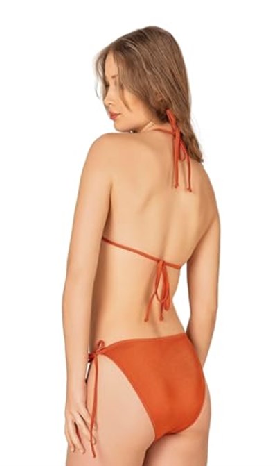 Endeep Kadın Aksesuar Detaylı Turuncu Üçgen Bikini Takımı