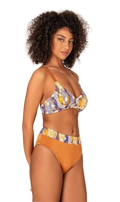 Endeep Kadın Biye Detaylı Toparlayıcı Desenli Bikini Takımı