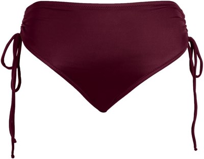 Endeep Kadın Yüksek Bel Yan Büzgülü İpli Bordo Bikini Altı