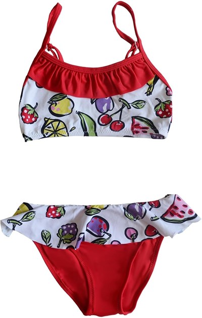 Endeep Kız Çocuk Desenli Kırmızı Büstiyer Bikini Takımı