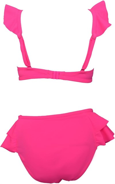 Endeep Kız Çocuk Pembe Aksesuar Detaylı Volanlı Bikini Takımı