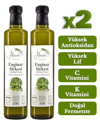 Enginar Sirkesi Yüksek Vitamin ve Antioksidan Doğal Fermantasyon - Artichoke Vinegar (500 ml x2 Adet, Enginar)