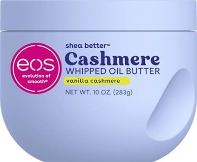 eos Kaşmir Çırpılmış Yağ Vücut Yağı, Vanilyalı Kaşmir, Kuru Ciltler İçin 72 Saat Ağırlıksız Nem, Zengin Formül ve Derin Nemlendirme, 10 oz