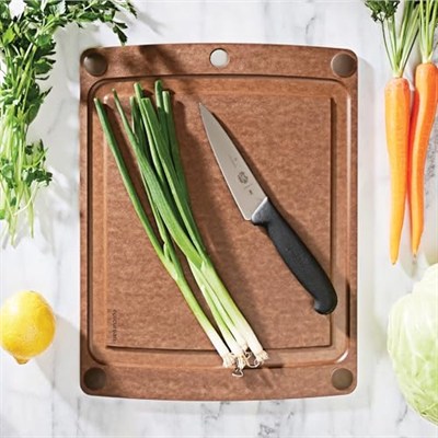 Epicurean 505-151103002 Hepsi Bir Arada Kesme Tahtası Kaymaz Ayaklı ve Meyve Yivli, Kompozit, Hindistan Cevizi/Kahverengi