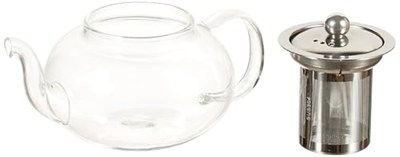 Epinox Cam Bitki Çayı Demliği 600 ml - Çelik Süzgeçli Demlik