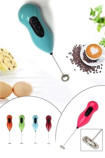 Er-Ev Mavi Mini Mikser Kahve Süt Köpürtücü Karıştırıcı Cappucino Mixer Pilli Çırpıcı