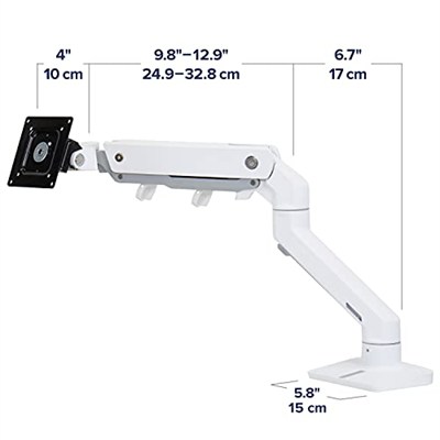 ERGOTRON Beyaz HD mafsallı HX monitör kolu, 49 inçe kadar ultra geniş kavisli monitörler için patentli CF teknolojisine sahip masa tutucu, 29,2 cm yükseklik ayarı, VESA, 10 yıl garanti