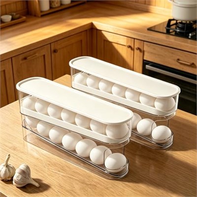 erichbow Otomatik Haddeleme Buzdolabı Yumurta Organizatörü, Yerden Tasarruflu Haddeleme Yumurta Dispenseri ve Buzdolabı Depolama, Ev Yumurta Tutucu
