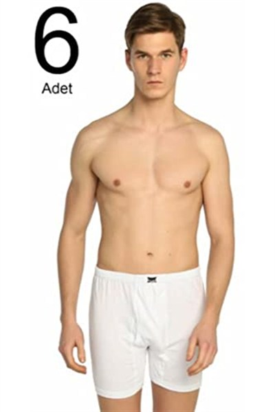 Erkek Beyaz 6lı Paket Penye Paçalı Külot (beyaz/XL)