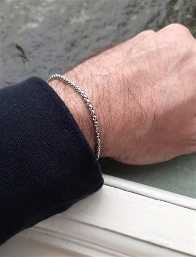 Erkek Çelik Bileklik Paslanmaz Gümüş Renk İç İçe Geçmeli Arnavut Örme Asansör Unisex