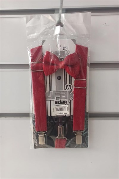 Erkek Çocuk Bordo Papyon Askı Takımı, M Beden