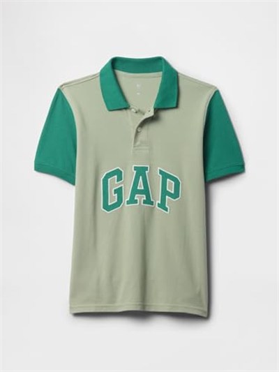 Erkek Çocuk Gap Logo Colorblock Pique Polo Yaka Yeşil T-Shirt