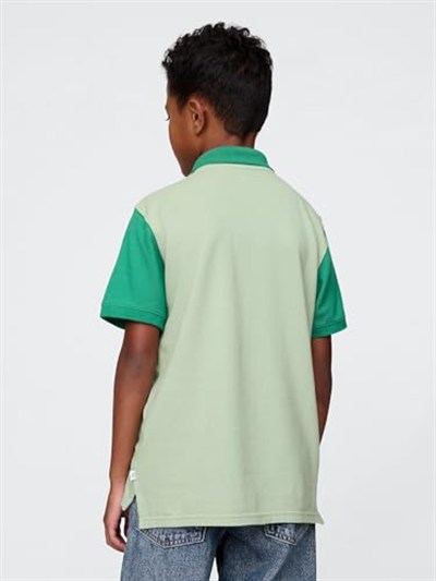 Erkek Çocuk Gap Logo Colorblock Pique Polo Yaka Yeşil T-Shirt