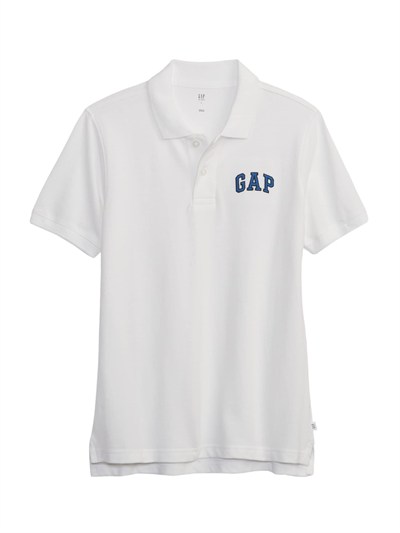 Erkek Çocuk Logo Detaylı Pique Beyaz Polo T-Shirt