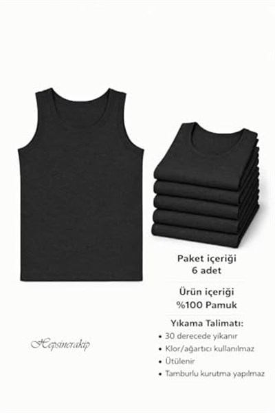 Erkek Çocuk Pamuklu Penye Atlet 6lı%100 Pamuklu