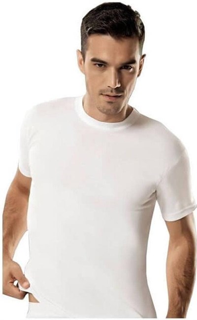 Erkek Coton Penye Pamuklu Sıfır Yaka Kısa Kollu Fanila Atlet (Beyaz / 2XL)