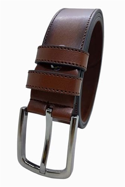 Erkek Deri Kemer 2li Kahverengi Taba Dikişli 4 cm 110 CM gutieroNM-665