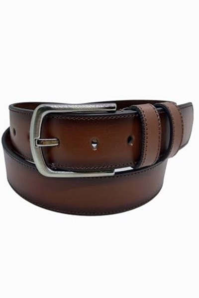 Erkek Deri Kemer 2li Kahverengi Taba Dikişli 4 cm 110 CM gutieroNM-665