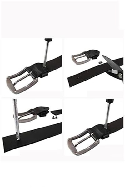 Erkek Deri Kemer 3lü Siyah Kahverengi Lacivert Dikişli 4 cm 135 CM gutieroNM-702