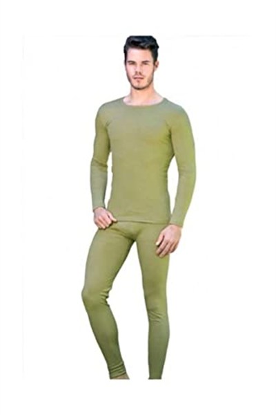 Erkek Haki Termal Alt + Üst Tayt Içlik Fanila Thermal (model No-0125-0126) (Haki/L)