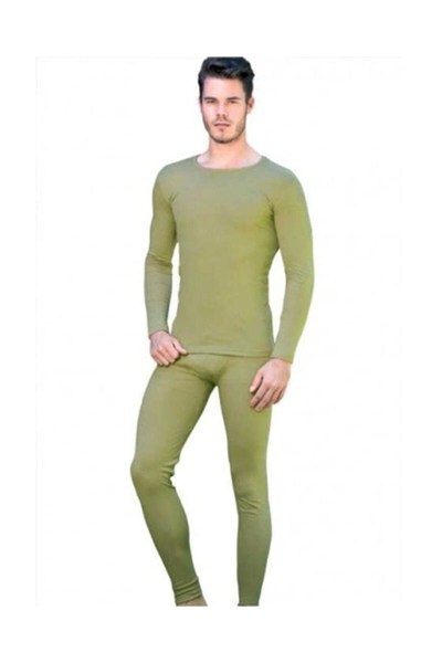 Erkek Haki Termal Alt + Üst Tayt Içlik Fanila Thermal (model No-0125-0126) (Haki/L)