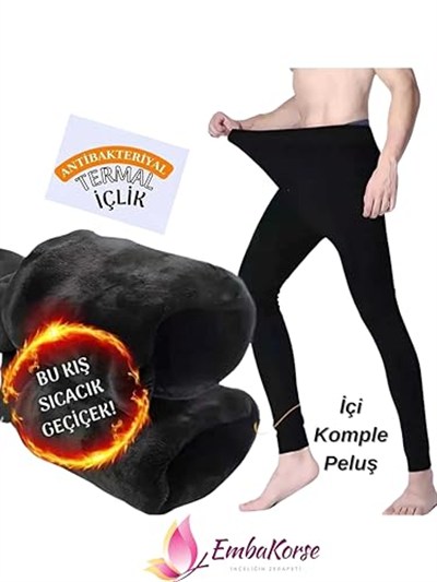 Erkek İçi Peluşlu Termal Tayt - İçi Polarlı Kışlık İçlik
