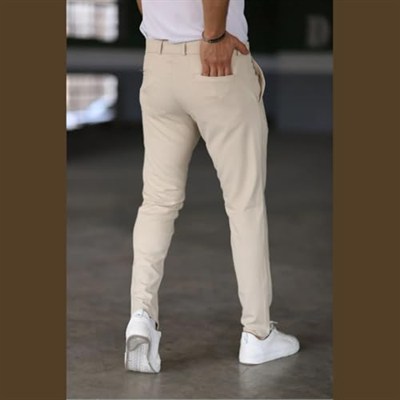 Erkek Italyan Kesim Likralı Kumaş Pantolon Dar Kesim Boru Paça Spor Tarzı Klasik Pantalon
