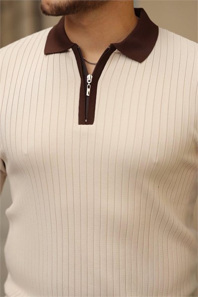 Erkek Kol Ve Yaka Detaylı Uzun Kollu Triko - Bedenler: M, L, XL, XXL