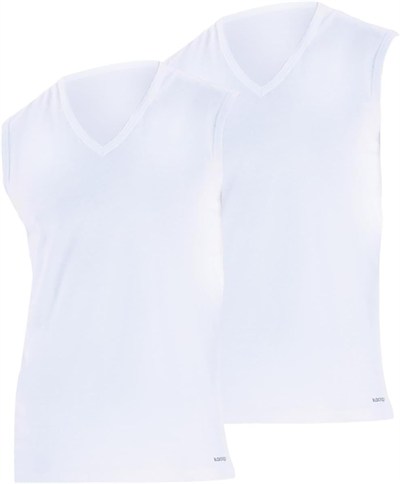 Erkek Loose Fit 2li V Yaka Beyaz Sıfır Kol Atlet 9227 Blackspade