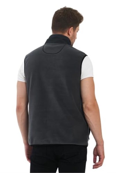 Erkek Polar Kolsuz Çift Renk Yelek 3 Cepli Comfort Fit Kesim