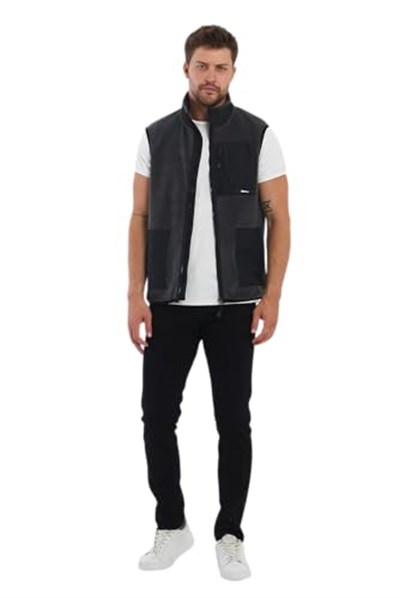 Erkek Polar Kolsuz Çift Renk Yelek 3 Cepli Comfort Fit Kesim