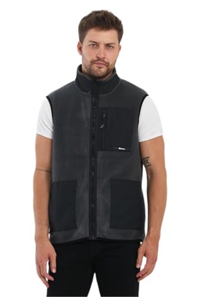 Erkek Polar Kolsuz Çift Renk Yelek 3 Cepli Comfort Fit Kesim