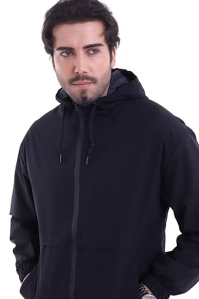 Erkek Rüzgar Geçirmez Baharlık İnce Kapüşonlu Yağmurluk Ceket - Su Geçirmez ve Hafif - Waterproof-MM-07