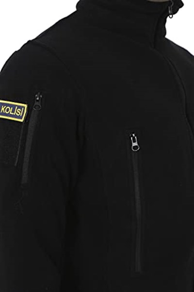 Erkek Siyah Taktik Polar Hırka - Outdoor Polis Poları
