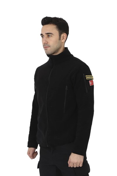 Erkek Siyah Taktik Polar Hırka - Outdoor Polis Poları