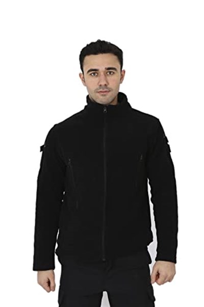 Erkek Siyah Taktik Polar Hırka - Outdoor Polis Poları
