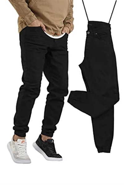 Erkek Slim Fit Dar Kesim Jogger Pantolon Siyah