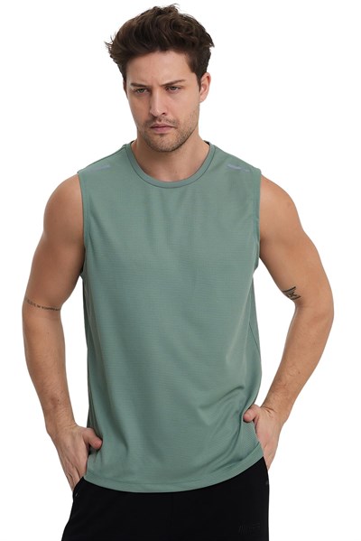 Erkek Spor Kolsuz T-Shirt, Reflektör Detaylı, Bisiklet Yaka