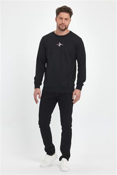 Erkek Supermagic Göğüs Baskılı Basic Sweatshirt