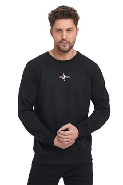 Erkek Supermagic Göğüs Baskılı Basic Sweatshirt